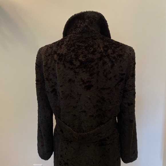 Gallery Womens Coat M Black Faux Persian Lamb Large Notch Collar - Picture 7 of 15